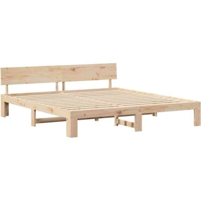 Image of vidaXL Bed Frame with Headboard 180x200 cm Solid Pine Wood