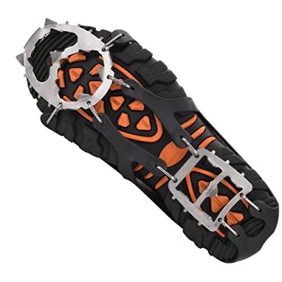 Image of Good Grip Crampons 18 Teeth 1 Pair Anti slip Spikes, Elastic Rubber Non Spikes， for Mud Climbing Snow Mountain(M)
