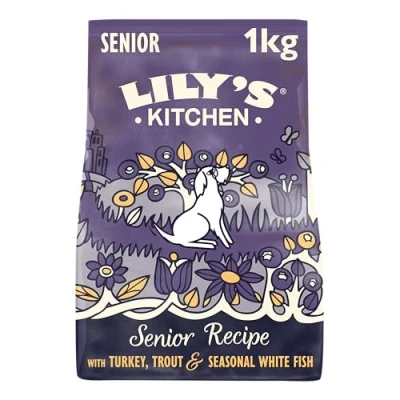 Image of Lily’s Kitchen Made with natural Ingredients Senior Dry Dog Food Turkey &amp; Trout Complete Nutrition 1kg Bag