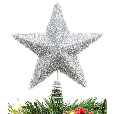 Image of Christmas Concepts® 28cm Sparkly Tree Top Star Luxury Decorations (Silver)