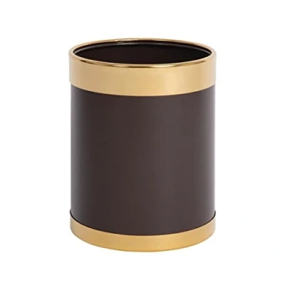 Image of Bolero Waste Paper Bin with Gold Rim Dustbin Rubbish 280X224mm Commercial