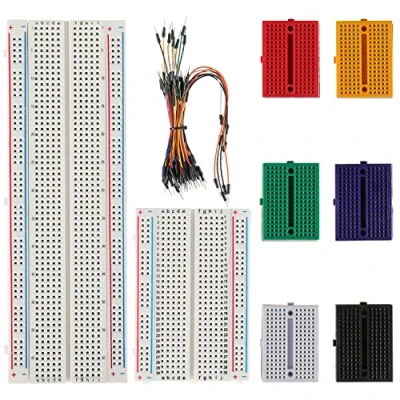 Image of BOJACK Breadboard Kit Solderless 1 Pcs 830 Tie Points &amp; 400 6 170 65 Flexible Jumper Wires (4 Values 73 Pcs)