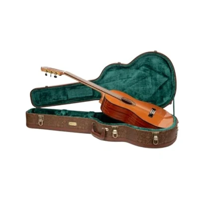 Image of Crossrock Designer Series Universal Wooden Case for 4/4 Classical Guitar Security Lock, Metal Feet, Storage Space Blossom Brown((CRW530CBQ)