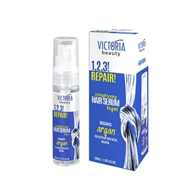 Image of Victoria Beauty 1,2,3! Repair! Keratin Hair Treatment Leave In Conditioner Serum for Dry and Damaged with Argan, Castor Oil, Biotin Repairing, Smoothing, Growth Promoting, 30ml