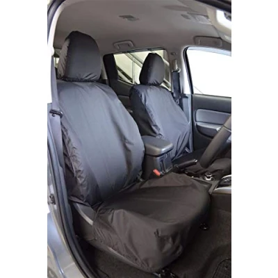 Image of Seat Covers for Fiat Fullback Tailored Fit Heavy Duty Waterproof Black Van Front Driver &amp; Single Passenger 600 Denier Polyester Machine Washable