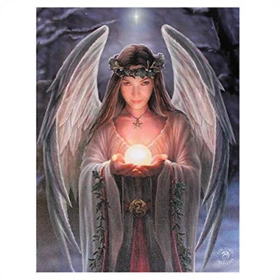 Image of ANNE STOKES Canvas Plaque Yule Angel 1 Piece Multicoloured 25 cm x 19 1.5 cm,Grey &amp; White