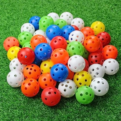 Image of KOFULL 30 PCS Practice Golf Balls Plastic With Hole Colorful Perforated for Swing Practice, Driving Range, Home Use 40mm