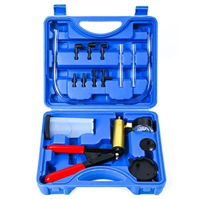 Image of ZEAJSRU 2 in 1 Handheld Vacuum Pump Brake Bleeder Kit for Motorcycle 16 pcs System Bleeding Tools with Gauge Adapters Automotive Fluid Set Bike Car Truck (16pc3Blue)