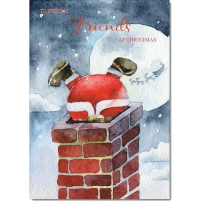 Image of doodlecards Friends Christmas Card Santa Chimney Medium Size for with Plain Envelope