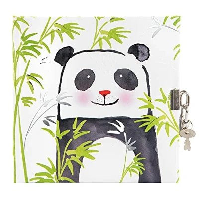 Image of goldbuch Panda Diary in Turnowsky Design, 96 White Pages, Lockable Notebook, Journal with Lock, Cover Art Paper, Silver Embossing &amp; Relief, Approx. 16.5 x cm, Paper