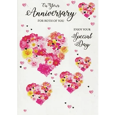 Image of Anniversary Card Flowers Hearts Couple Wedding Size:7.5&quot; x 5.25&quot; (A2)