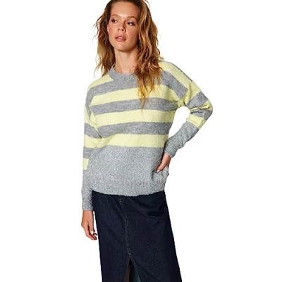 Image of Trendyol FeMan Oversize Basic Crew Neck Knitwear Sweater,Grey,S