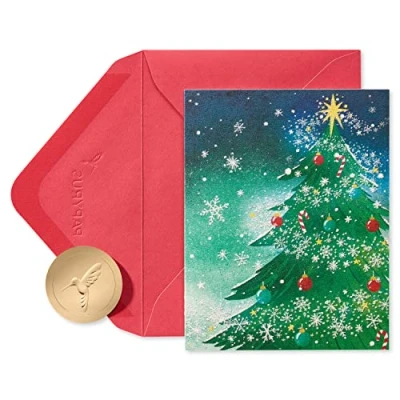 Image of Papyrus Boxed Holiday Christmas Cards, Magical Tree Top, 20 Count