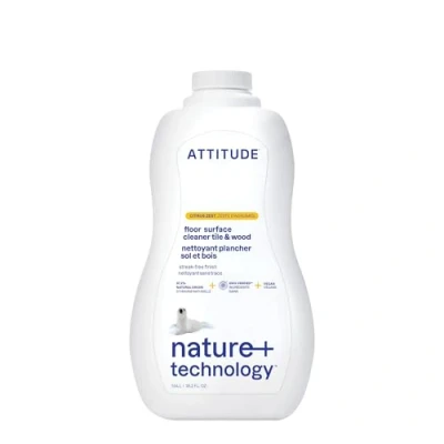 Image of ATTITUDE Floor Surface Cleaner for Tile and Wood, EWG Verified, Streak Free, Vegan Household Cleaning Products, Citrus Zest, 1.04 Litres