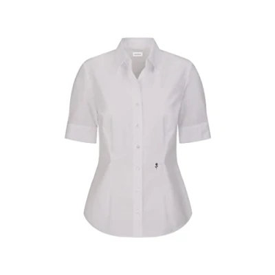 Image of Seidensticker women&#039;s blouse shirt non iron slim fit short sleeve plain 100% cotton