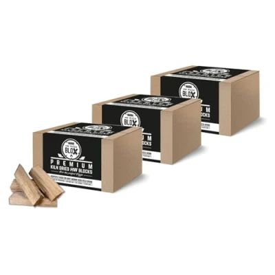 Image of 3 x Boxes Premium Oak Warma Pizza Blox Hardwood Kiln Dried Blocks Logs Fuel Suitable for Ooni Uuni Nero Dellonda Portable Ovens Outdoor Garden BBQ Barbecue Fire Pit Wood Burner Stoves