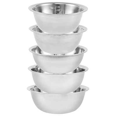 Image of DRBIT 5 Pcs Stainless Steel Mixing Bowl Set Multipurpose Soup Basin Sizes Space Saving Nesting Bowls 2600ML Salad Dishwasher Safe for Kitchen Cooking Baking Food Storage Zhao