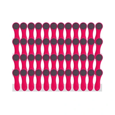 Image of 48 Clothes Pegs with Springs Made of Stainless Steel, Soft Grip, Touch, Pink