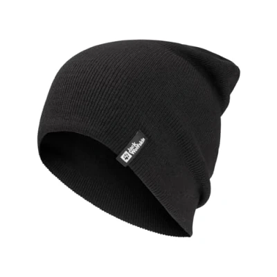 Image of Jack Wolfskin Unisex Adult Knitted Rib Hat Cap Black, 55 59 cm