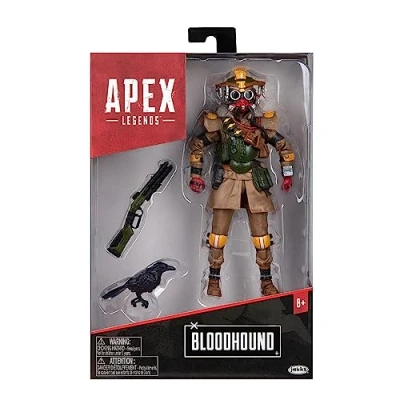 Image of APEX Legends Bloodhound Action Figure, 6 / 15cm Tall Collectable Figure Has 25+ Points Of Articulation and Includes Artur Raven Peacekeeper Shotgun Accessories