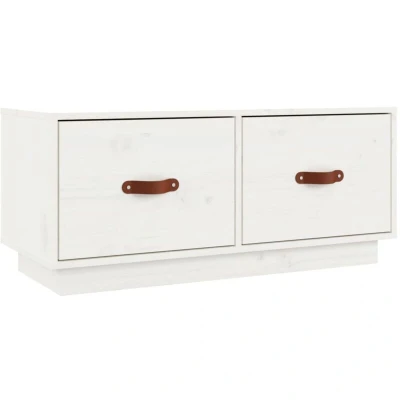 Image of vidaXL TV Cabinet White 80x34x35 cm Solid Wood Pine