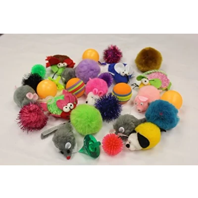 Image of Cat Kitten Toys Small Fur Balls Fluffy Toy Set Play Catnip Mice Bulk Pack X 10