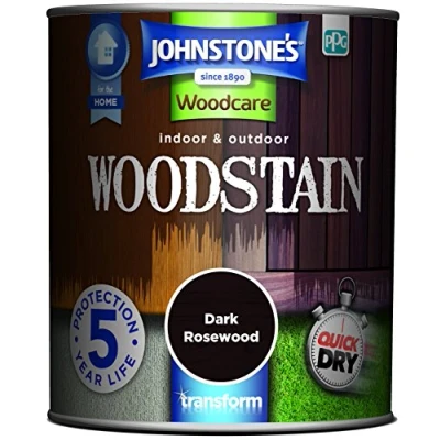 Image of Johnstone&#039;s Woodcare Indoor and Outdoor Woodstain Dark Rosewood 750ml