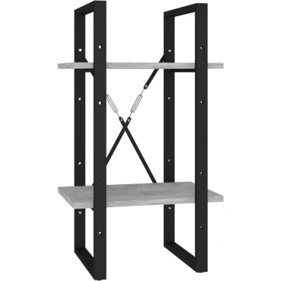Image of vidaXL 2 Tier Book Cabinet Concrete Grey 40x30x70 cm Engineered Wood