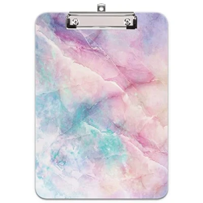 Image of Hnogri Plastic Clipboard A4, Fashion Design A4 Letter Size Clipboards &amp; Forms Holders for Office Supplies Lawyers,School Students and Kids, Low Profile Clip Cute Folder, Dream Marble