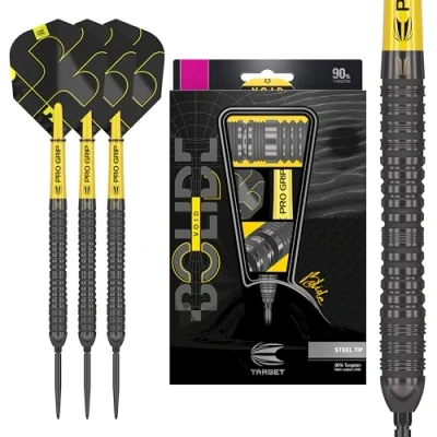 Image of Target Darts Bolide Void 90% Tungsten Dart Set, Steel Tip Swiss Point Barrel 04, 23G Professional Sets, Black Darts, Tool Included