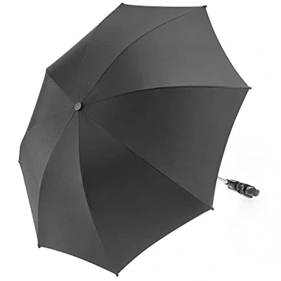Image of ZAMBOO Parasol Umbrella for Pram, Stroller, Pushchair and Buggy Universal Infant Baby UV Sun Protection Black
