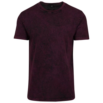 Image of Build Your Brand Men&#039;s Acid Washed Tee T Shirt, berry black, XL