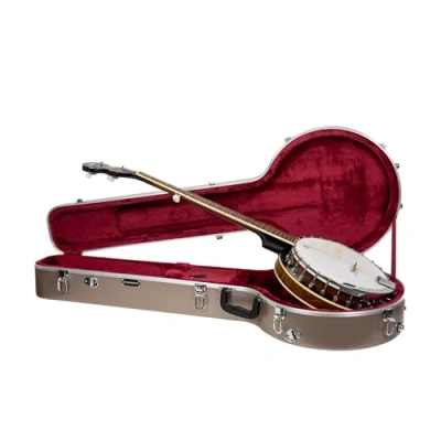 Image of Crossrock 5 String Resonator &amp; Gibson Tenor Banjo Case ABS Molded Hardshell with Security Lock, Metal Feet, and Detachable Straps Champagne (CRA861BJCH)