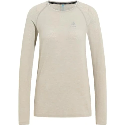 Image of Odlo Women Long Sleeve Running Shirt ESSENTIAL SEAMLESS, silver cloud melange, L