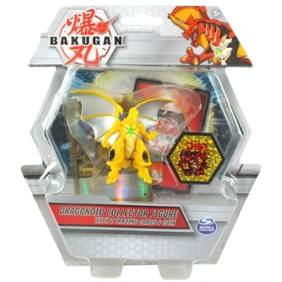 Image of BAKUGAN Collector Figures With 2 Trading Cards &amp; Collectors Coin Dragonoid Yellow