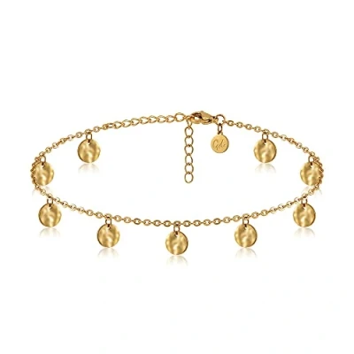 Image of GD GOOD.designs EST. 2015 Ladies&#039; stainless steel waterproof anklet I Coin adjustable (22 27cm) in gold, silver or rose gold (Gold)