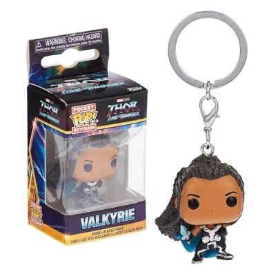 Image of Funko POP! Keychain: Marvel: Thor: Love and Thunder Valkyrie Novelty Keyring Collectable Mini Figure Stocking Filler Gift Idea Official Merchandise Movies Fans Backpack Decor