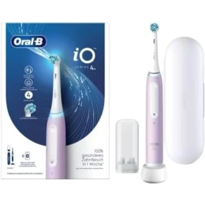 Image of Oral B iO Series 4 Electric Toothbrush/Electric Toothbrush, Brushing Modes for Dental Care, Magnet Technology, Travel Case, Gift Man/Woman, Designed by Braun, Lavender
