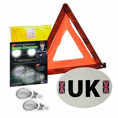 Image of Family Motoring &amp; Leisure Travel Abroad Euro Warning Triangle Kit European EU Emergency Car Fresnel Lens