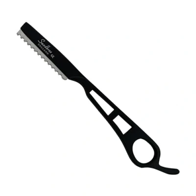Image of SANDBROS PRO Hair Cutting Trimmer Razor, Hairdressing Styling Razor Shaper Thinning Combs Feather Layer Texturizer 7&quot; Black
