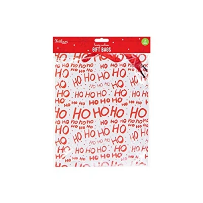 Image of TraditonaL Xmas Gifts Bags Medium Size &quot; Designs 2 Pack (Ho Ho Ho)