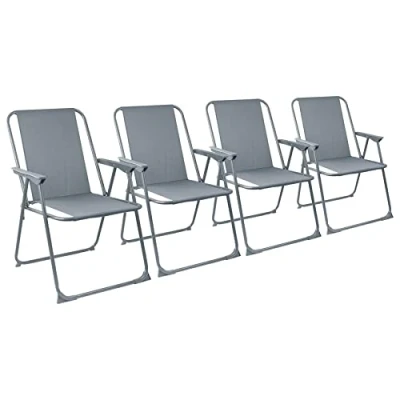 Image of Harbour Housewares Pack of 4 Folding Metal Beach Chairs Grey
