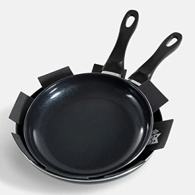 Image of BK Vivid Frying Pan Skillet Set with PFAS Free Ceramic Non Stick Coating, 24cm and 28cm, Stay Cool Handle, Dishwasher Safe, Oven Black