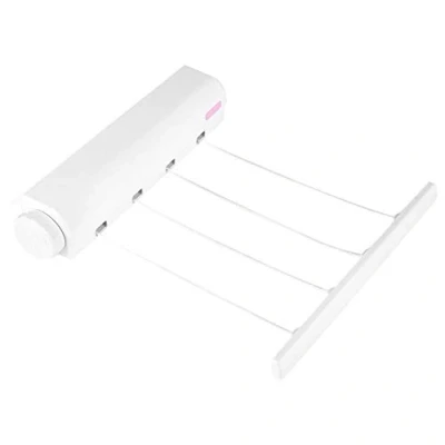Image of Retractable Clothesline, Wall Mounted Clothes Airer, 3.2m 4 Washing Line Airer Indoor Laundry for Outdoor Terraces Balconies Garden