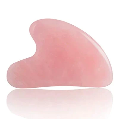 Image of Real Jade Roller for Face, Pink Facial Gua Sha Set, 100% Natural Rose Quartz Massager Stone Face Eye Neck Anti Aging Slimming &amp; Firming (Gua Sha)