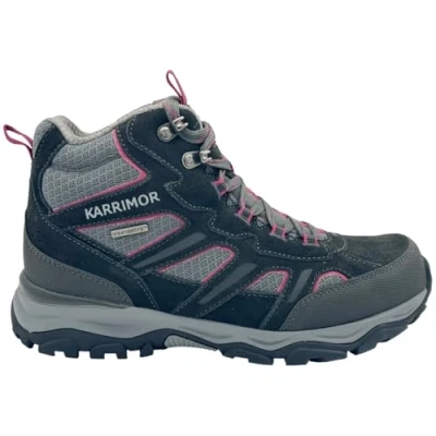 Image of Karrimor Womens Mount Mid Ladies Walking Boots Lace Up Shoes Black/Pink 8.5 (41.5)