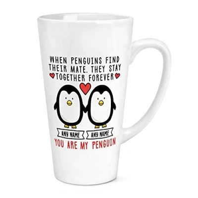 Image of Personalised You are My Penguin Names 17oz Large Latte Mug Cup