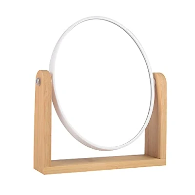 Image of LOTIKO Makeup Mirror with Natural Bamboo Stand, 1X/3X Magnification Double Sided 360 Degree Swivel Magnifying Mirror,Vanity Table,Office Desk,Room Decor, Beauty Presents(Oval)