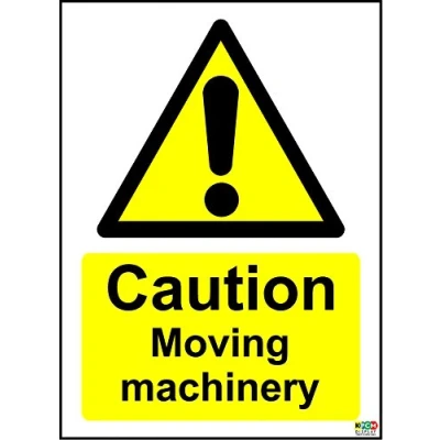 Image of Caution Moving Machinery Safety Sign Self Adhesive Stickers 200mmm x 150mm