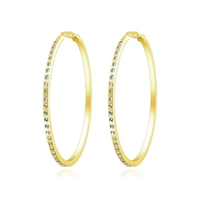 Image of Philip Jones Gold Plated 50mm Hoop Earrings Created with Zircondia® Crystals